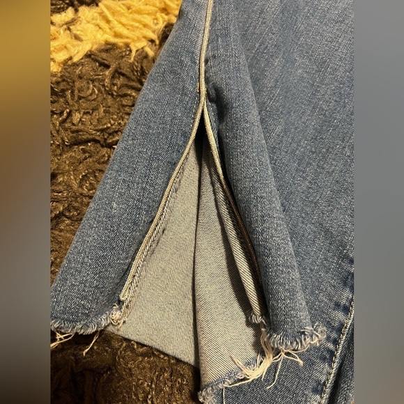 Paige Women's High Rise Lou Lou Flare Jeans Silver Piping Out-seam Slit - Picture 6 of 13